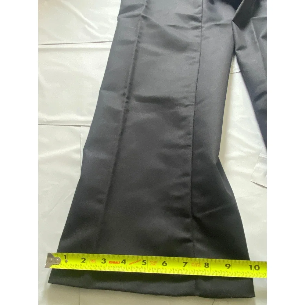 Mens Black Dress Pants Flat Front Straight‎ Leg Formal Trousers Size 38